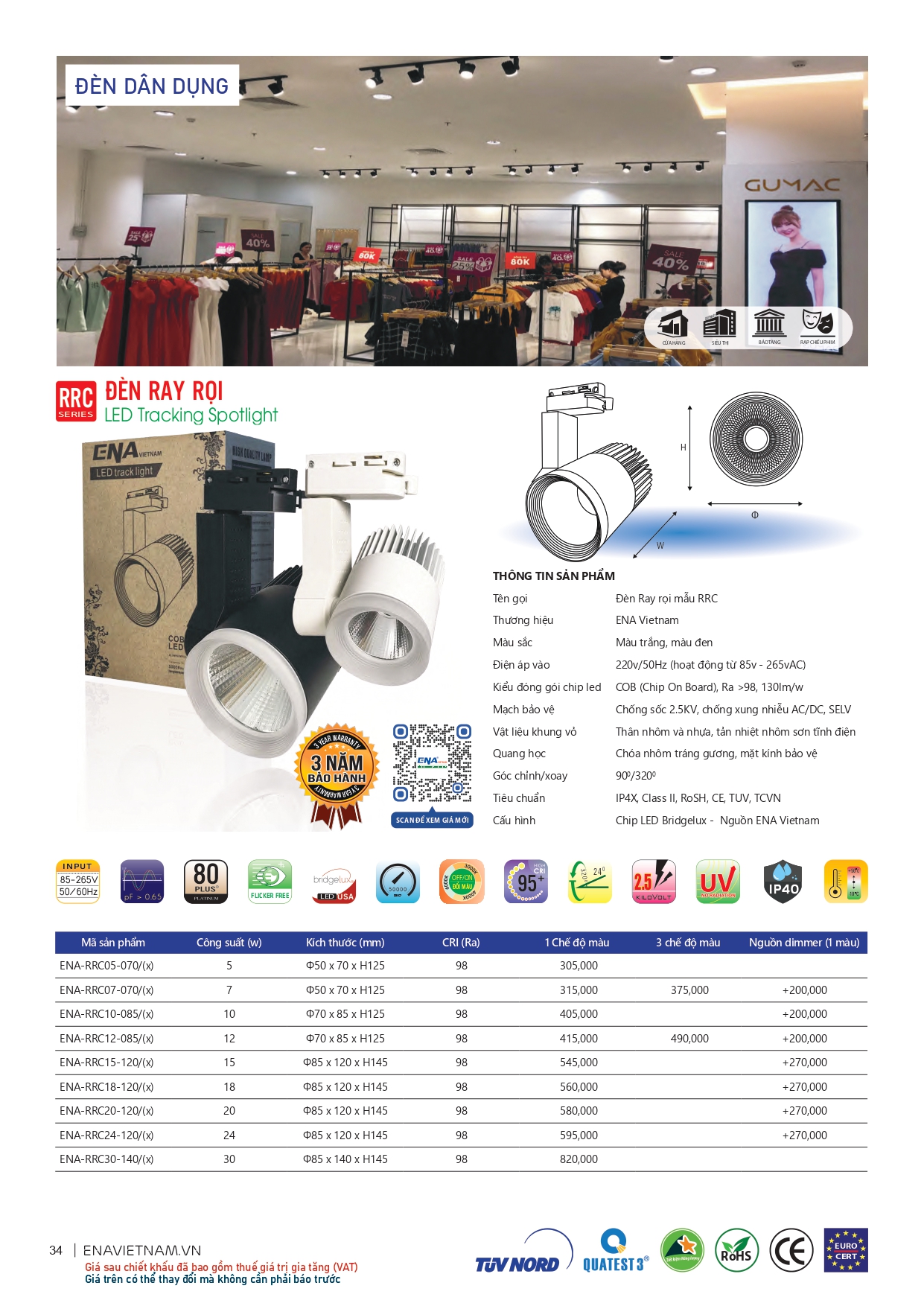 Bảng giá đèn led Ena 2026
